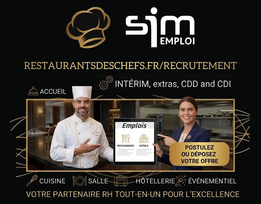 🚀 Offres d'emploi, en CDI, en CDD, en extra dans l'hôtellerie-restauration!